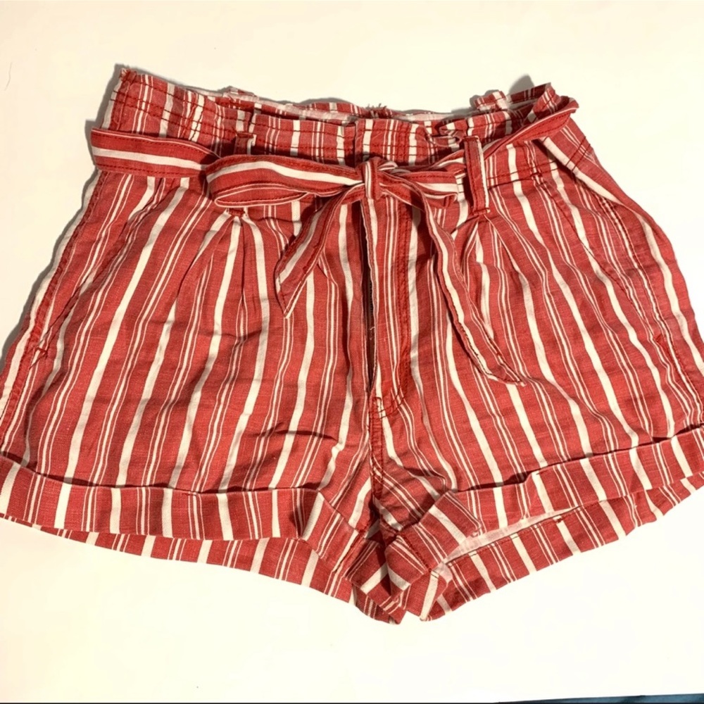 American Eagle Red Striped Shorts 6